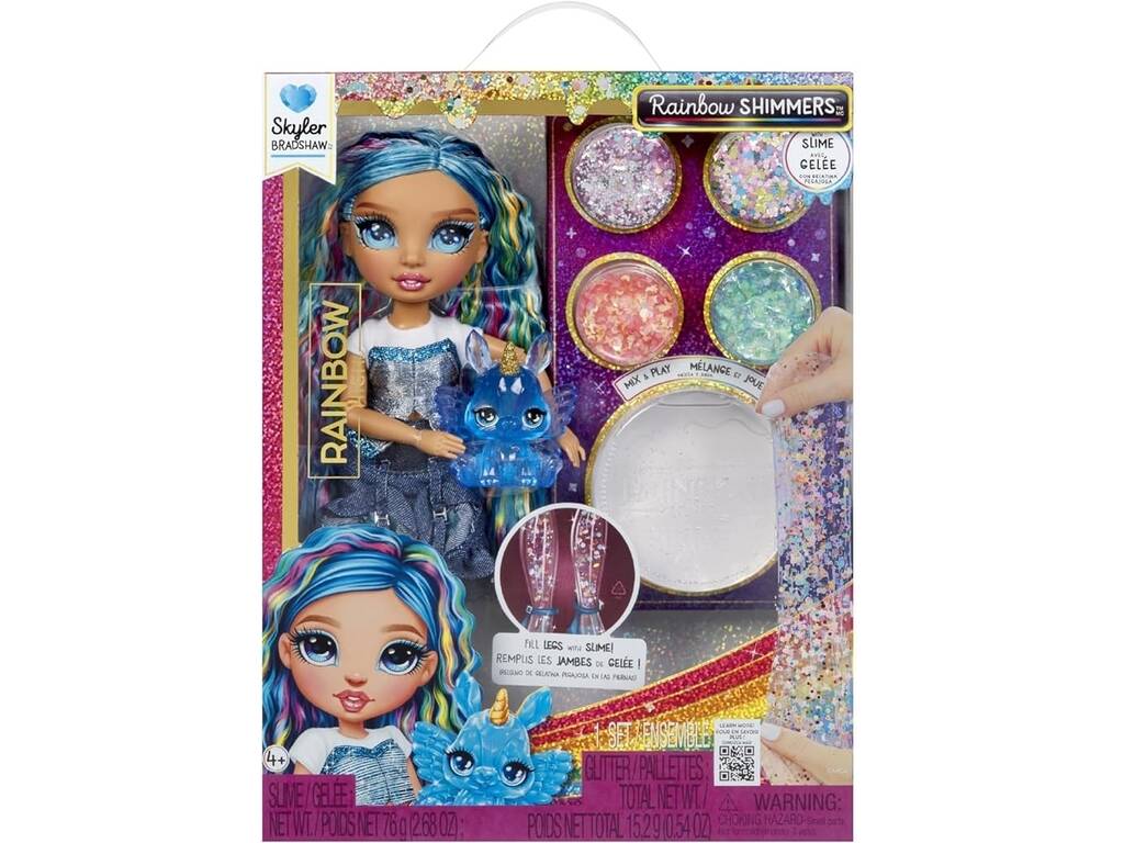 Rainbow High Shimmers Muñeca Skyler Bradshaw con Slime y Mascota