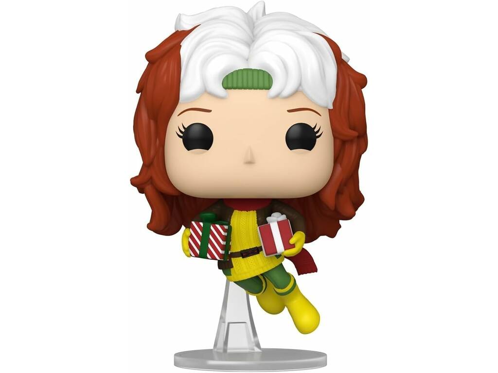 Funko Pop Marvel Figurine Rogue avec cadeaux de Noël et tête oscillante