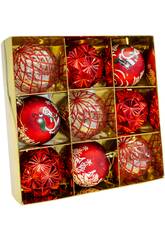 Décoration de Noël Boîte de 9 boules décoratives rouges assorties de 8 cm