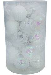 Enfeite Natalício Caixa com 25 Bolas Natalícias Ornamentais Brancas de 6 cm