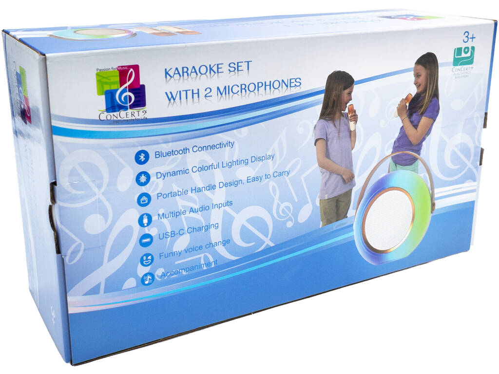Conjunto Karaoke com Altifalante Luminoso e 2 Microfones