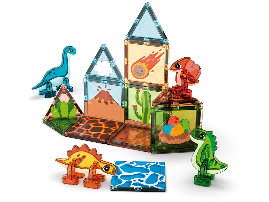 Geomag Magnetic Tiles Pack Dino World de 25 Piezas