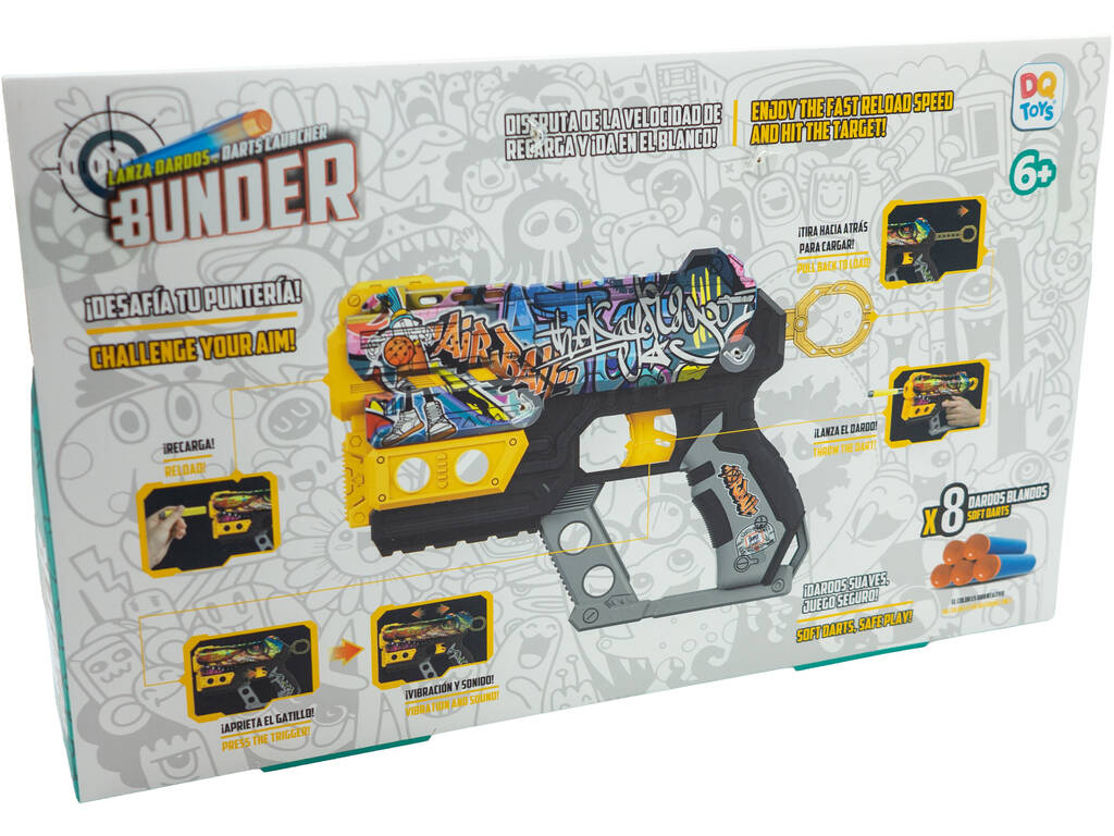 Bunder Lance-fléchettes Graffiti avec 8 fléchettes