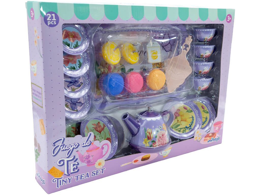 Service à thé motif floral violet