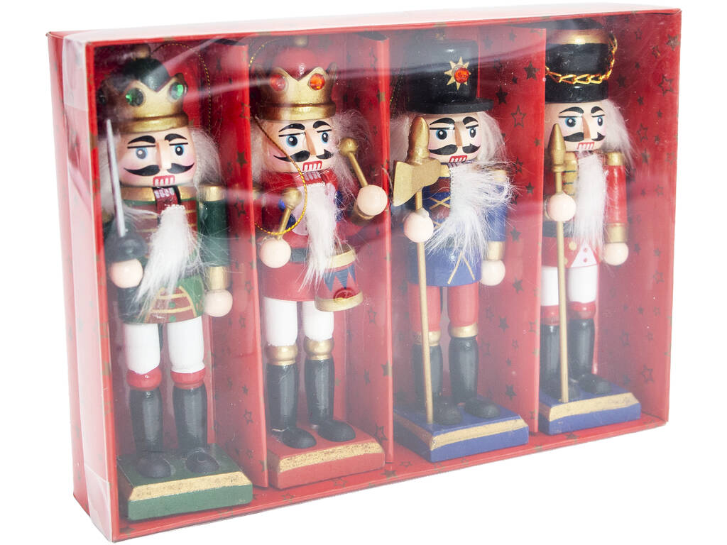 Décoration de Noël Set de 4 soldats casse-noisettes en bois de 13 cm