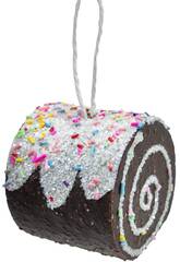 Enfeite Natalício Bolo Castanho com Confetes de 6x6 cm