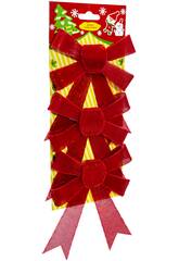 Décoration de Noël, lot de 3 nœuds rouges de 13 x 10 cm