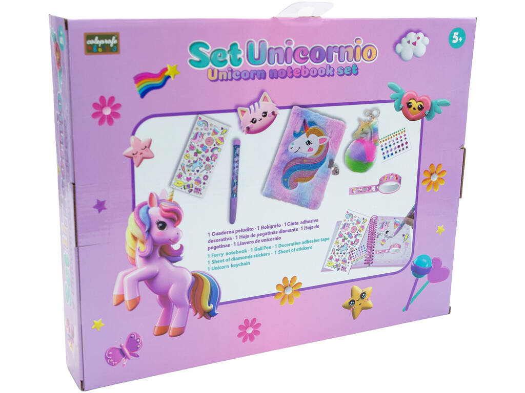 Set Licorne Cahier en peluche avec stylo et accessoires