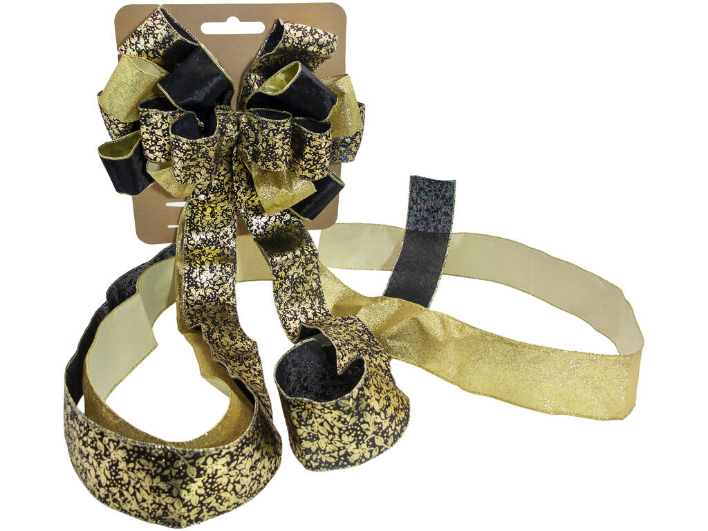 Décoration de Noël Ruban de Noël noir et doré 30 x 30 cm