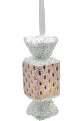 Décoration de Noël rose et dorée de 14 x 5 cm