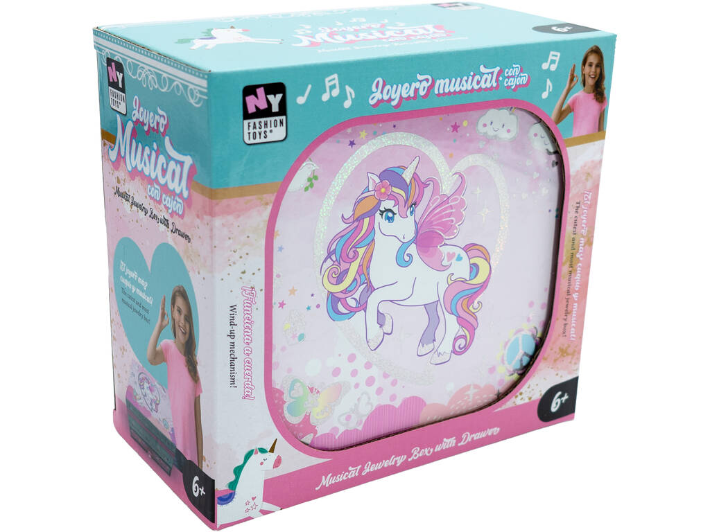 Boîte à bijoux musicale licorne avec tiroir