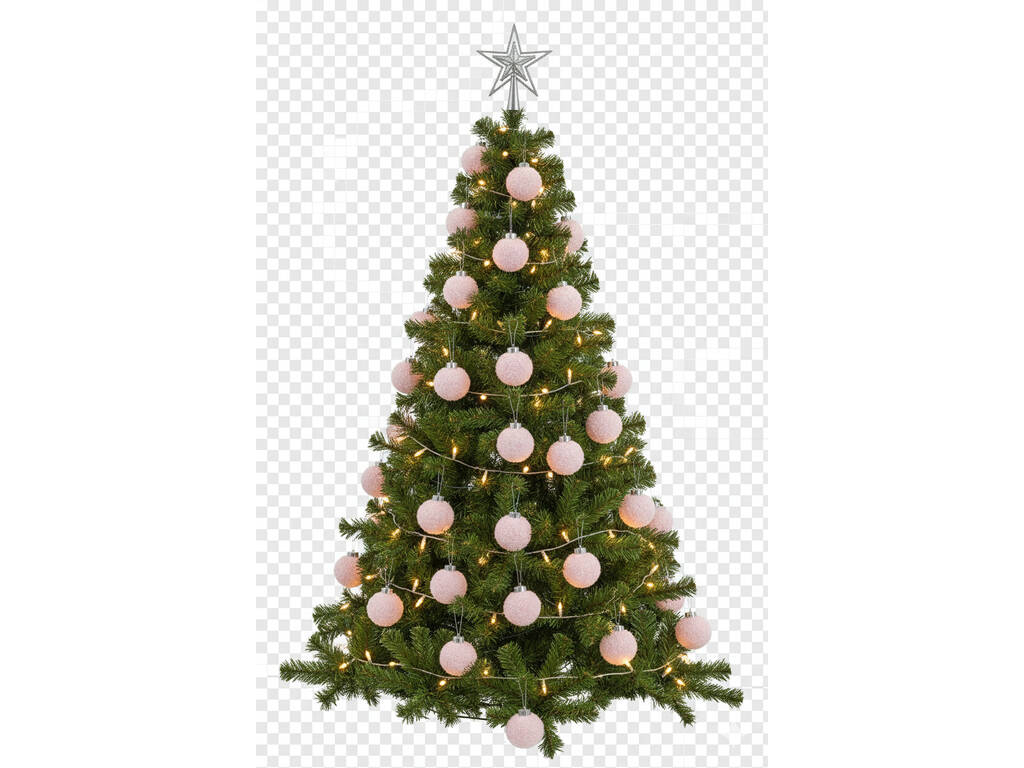 Décoration de Noël Boule rose poilue de 8 cm