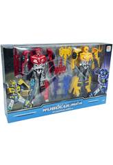 Robocohes Transformables Pack 2 figurines rouge et jaune avec accessoires
