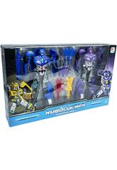 Robocarros Transformáveis Pack 2 Figuras Azul e Roxa com Acessórios