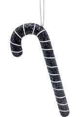 Enfeite Natalício Bengala Doce Preta Brilhante de 30 cm