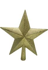 Enfeite Natalício Estrela para Árvore Dourada com Brilho de 23 cm
