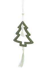 Décoration de Noël Sapin de Noël vert avec perles 11 x 10 cm