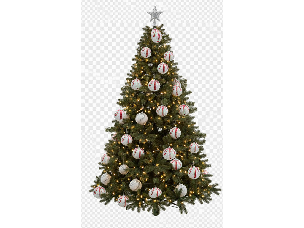 Décoration de Noël boule blanche et rouge de 8 cm