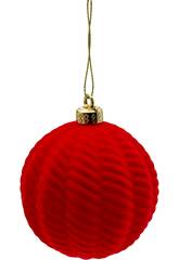 Ornamento Natalício Bola Vermelha de Veludo de 8 cm