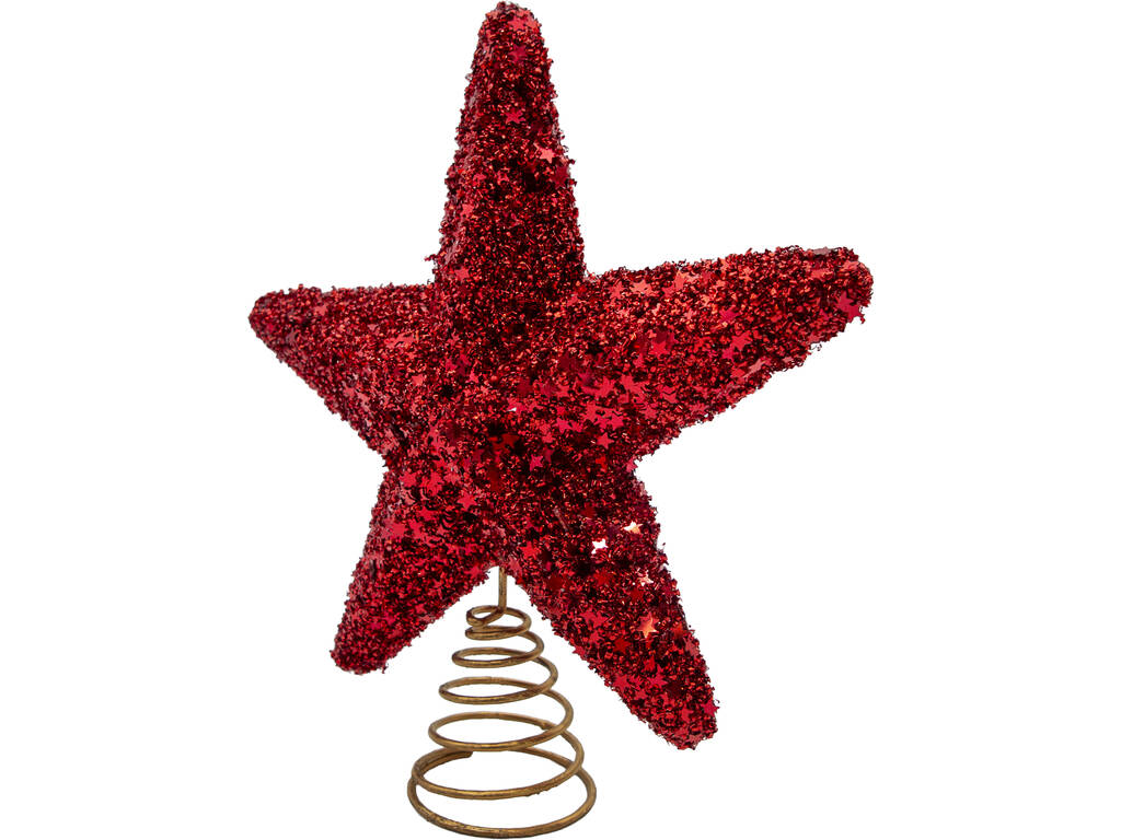 Décoration de Noël Étoile pour le sommet du sapin de Noël rouge, 19 x 19 cm