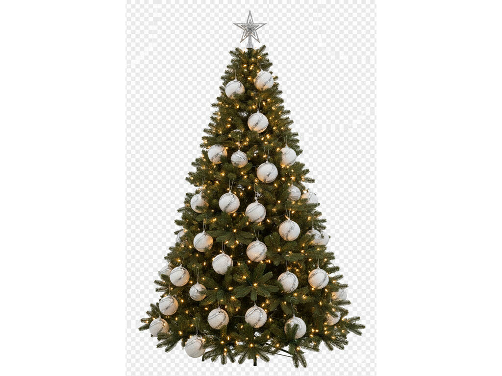 Décoration de Noël boule blanche avec ornements argentés, 8 cm