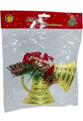 Décoration de Noël Cloches dorées avec ruban 18 x 18 cm