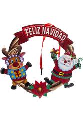 Décoration de Noël Affiche Père Noël et renne 21 x 24 cm