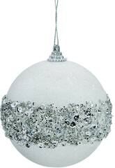 Décoration de Noël boule argentée avec perles et paillettes, 10 cm