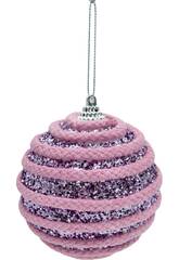 Ornamento Natalício Bola Púrpura Brilhante com Cordão Rosa de 8 cm