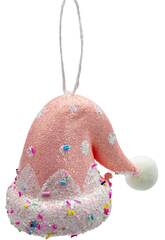 Décoration de Noël Bonnet de Père Noël rose avec confettis, 10 x 13 cm