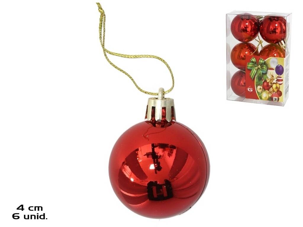 Décoration de Noël Boîte de 6 boules de Noël rouges de 4 cm