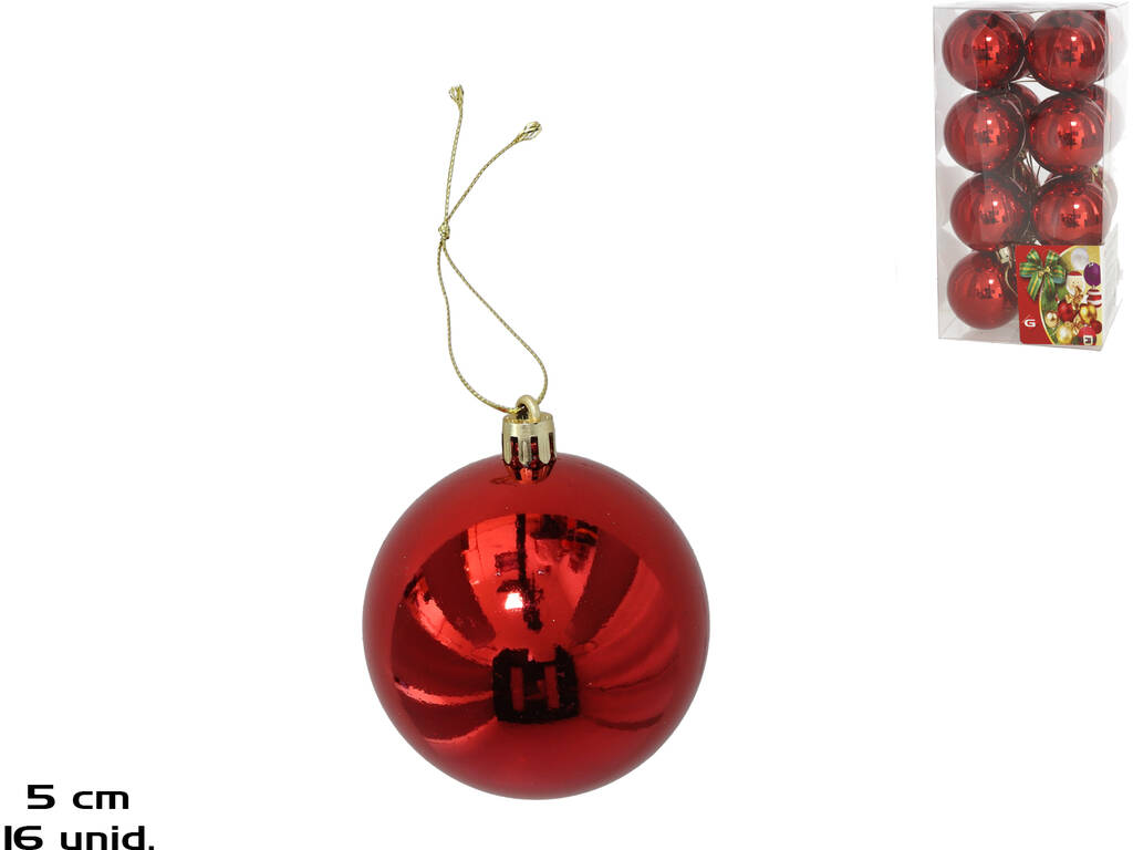 Décoration de Noël Boîte de 16 boules de Noël rouges de 5 cm