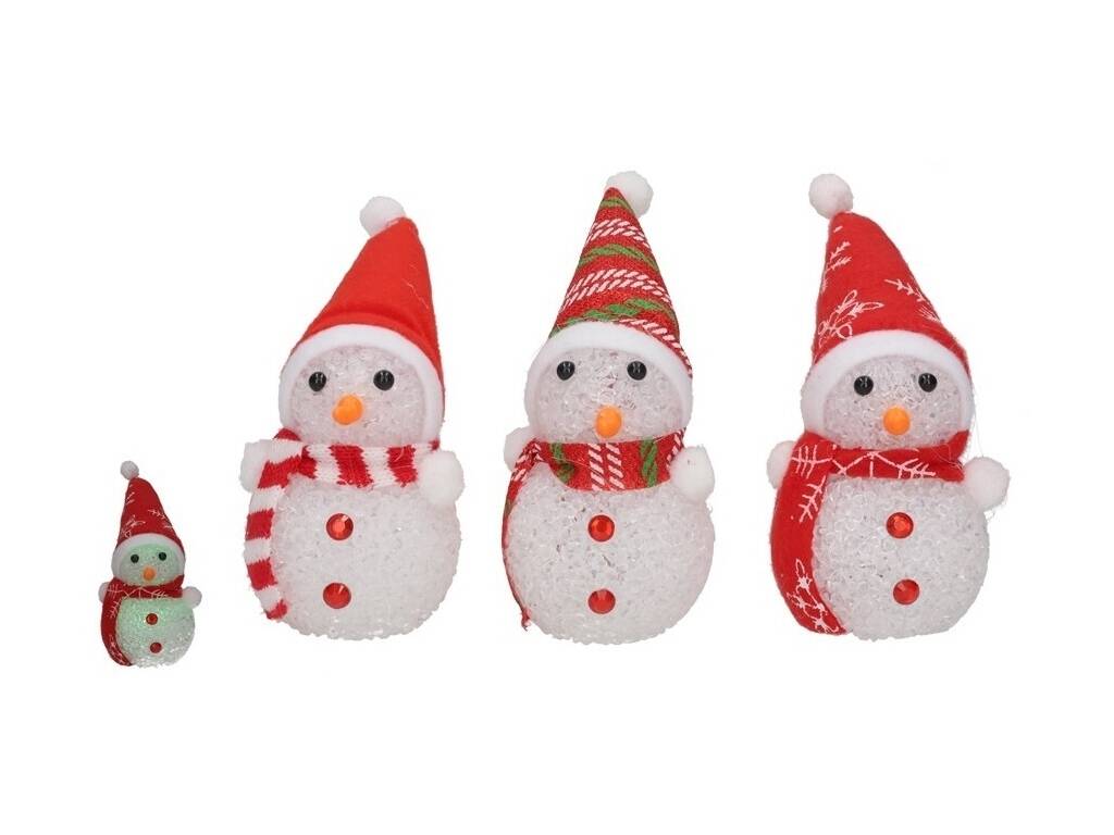 Décoration de Noël Bonhomme de neige avec lumière LED 6 x 15 cm