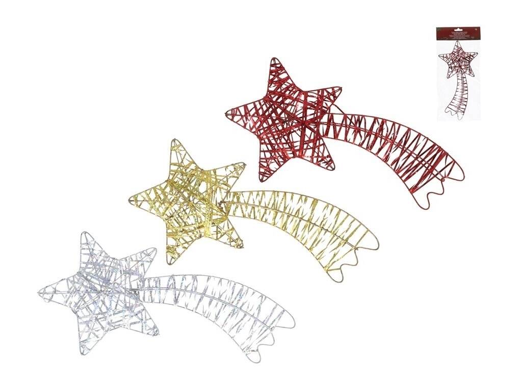 Décoration de Noël Étoile filante en métal pour le sommet du sapin, 30 cm