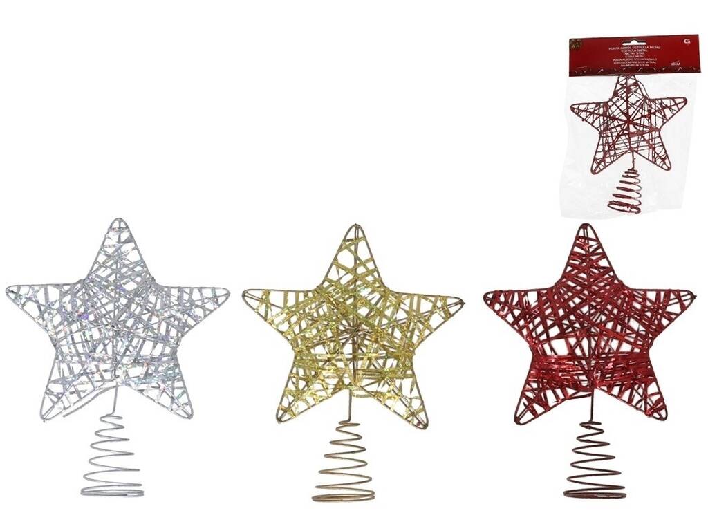 Enfeite Natalício Estrela Cadente de Metal para Ponta de Árvore de 30 cm