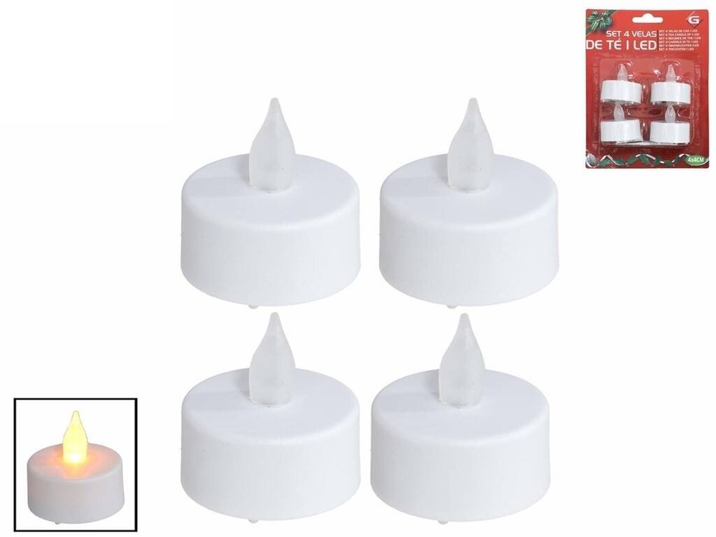 Décoration de Noël Set de 4 bougies chauffe-plat avec lumière LED 4 x 4 cm