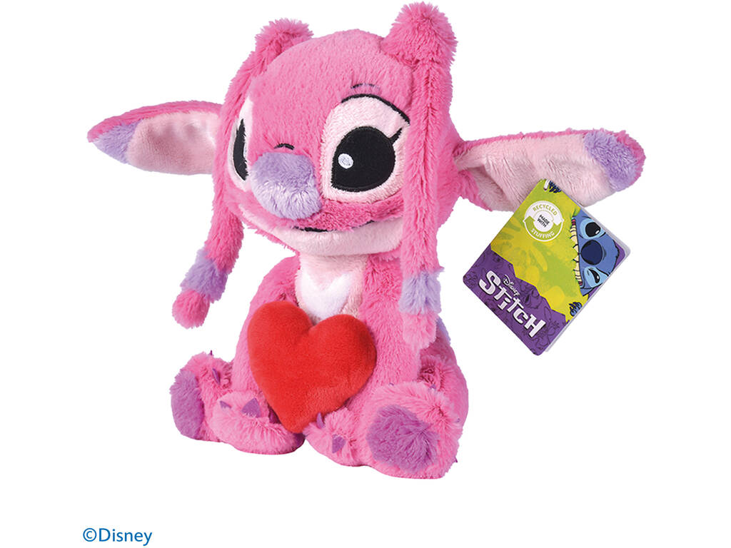 Peluche Disney Stitch Angel de 25 cm avec cœur