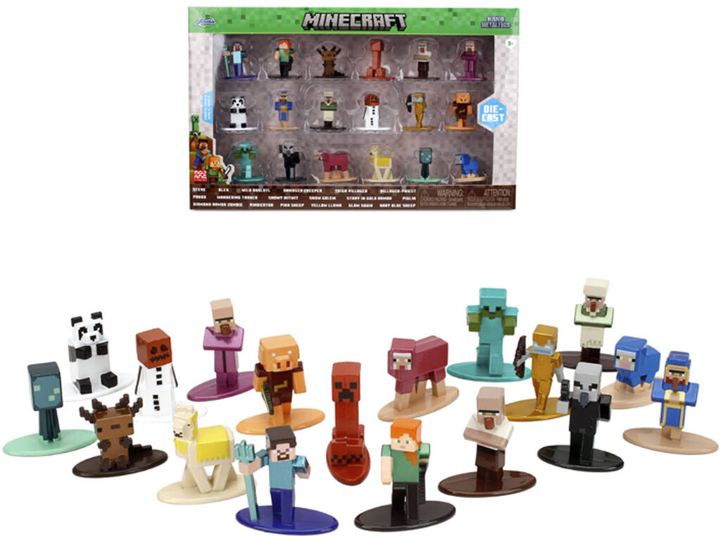 Nano Metalfigs Minecraft Pack 18 figurines métalliques de 4 cm