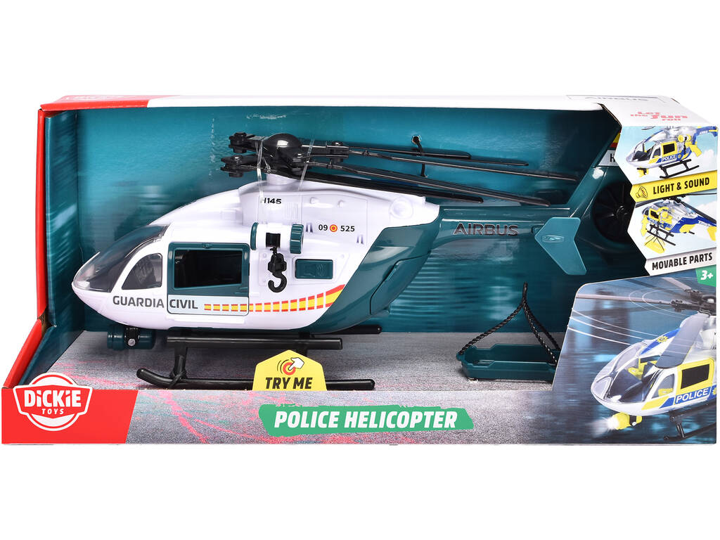 Dickie Toys Hélicoptère Airbus de la Garde civile de 36 cm avec lumière et sons