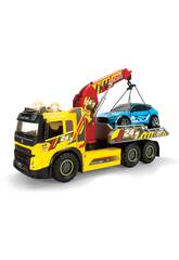 Camion grue Volvo de 55 cm avec lumières et sons et voiture Form Mustang de 25 cm