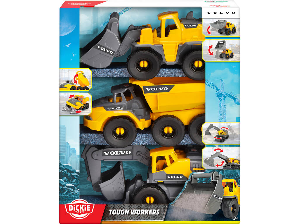 Lot de 3 véhicules de chantier Volvo 26 cm.