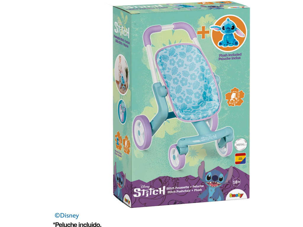 Poussette Disney Stitch avec peluche Stitch de 25 cm