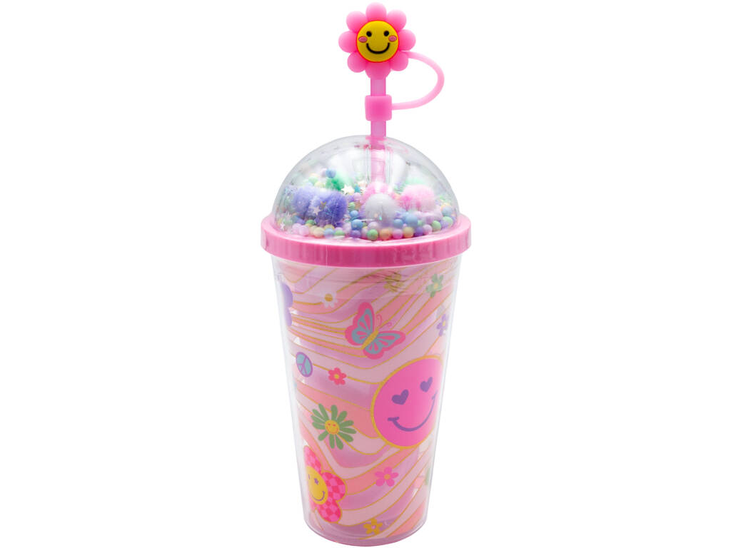 Super Copo de Design Rosa de 20 cm com Tatuagens Que Brilham no Escuro