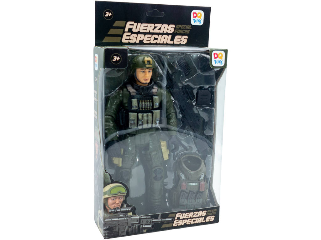 Forces spéciales Figurine en uniforme vert de 22,5 cm avec casque