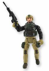 Forces spéciales Figurine en uniforme noir et vert de 22,5 cm avec casque