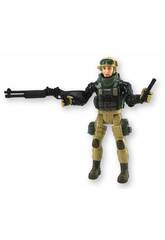 Forças Especiais Figura Uniforme Preto e Verde de 22,5 cm com Capacete com Óculos