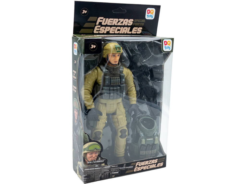 Forces spéciales Figurine en uniforme vert clair de 22,5 cm avec casque