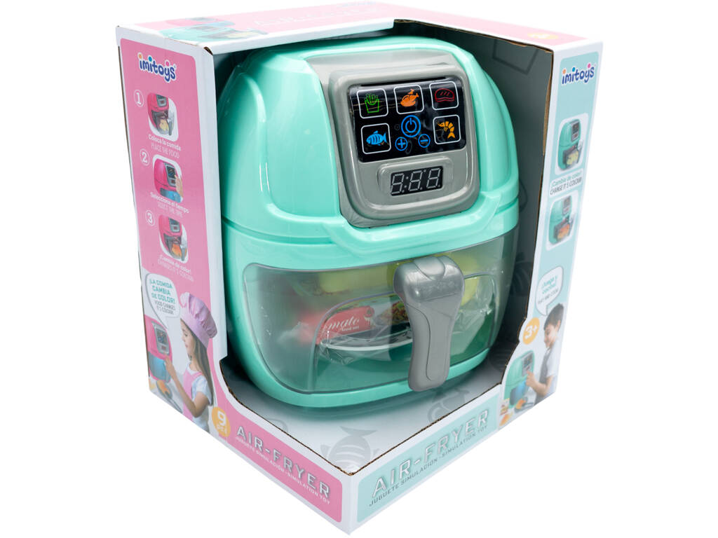 Friteuse à air chaud verte 19 x 16 x 15 cm avec lumières et accessoires
