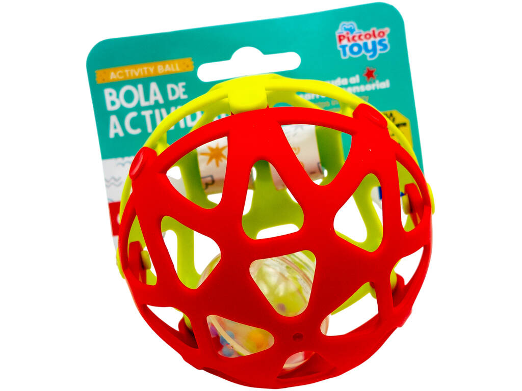 Boule d’activités rouge et verte de 10 cm