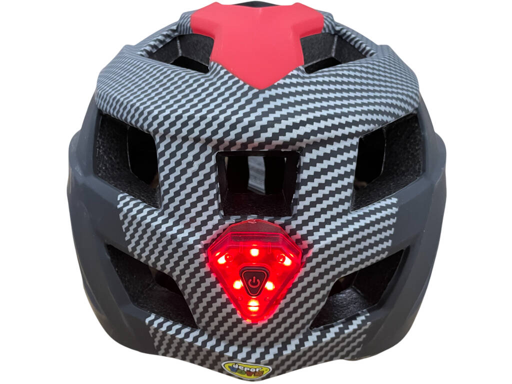 Casque sportif rouge et noir taille L avec lumières LED